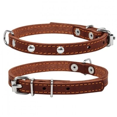 Нашийник Collar 00236 одинарний з прикрасами, ширина 12 мм, довжина 24-32 см, коричневий