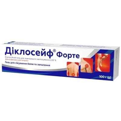 Діклосейф форте гель емульс. д/зовн. заст. 2.32 % по 100 г у тубах
