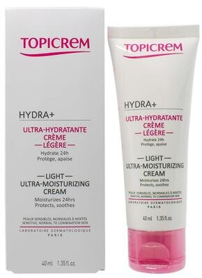 Крем для обличчя Topicrem Hydra+ легкий ультразволожуючий для чутливої та комбінованої шкіри, 40 мл