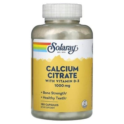 Кальція Цитрат із вітаміном D3 Solaray Calcium Citrate with Vitamin D3 1000 мг, 180 капсул