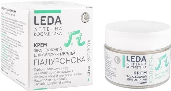 Крем для обличча Leda нічний зволожуючий з гіалуроновою кислотою, 50 мл
