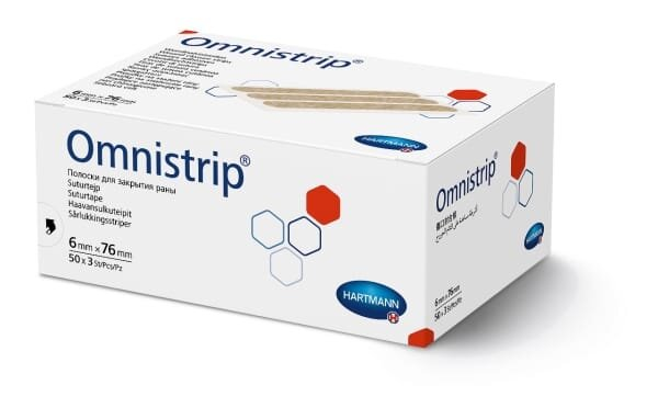 Смужки для безшовного закриття ран Omnistrip 6 мм х 76 мм, 50 х 3 штуки