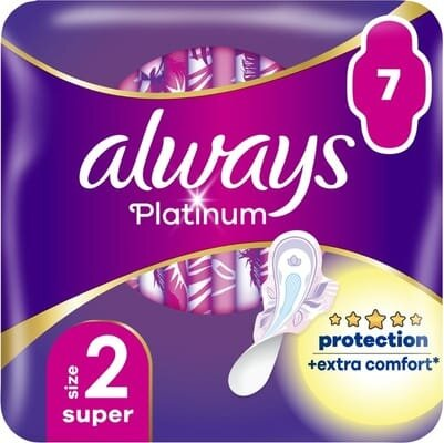 Прокладки гігієнічні Always Platinum Super, 4 крапель, 2 розмір, 7 шт