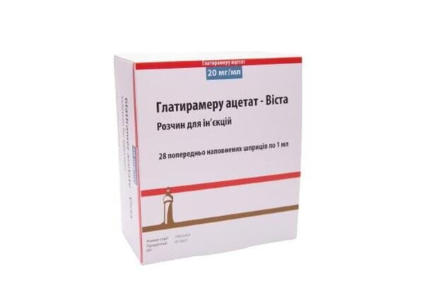 Глатирамеру ацетат-Віста розчин д/ін. 20 мг/мл по 1 мл №28 у поперед. запов. шпр.