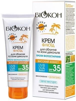Крем-флюїд для обличчя та зони декольте Біокон SPF35 проти фотостаріння, 75 мл