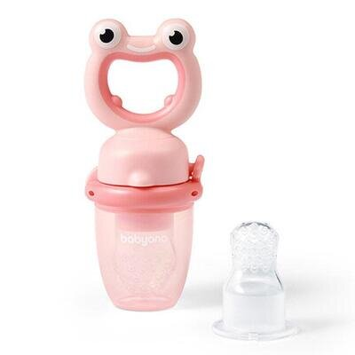 Ніблер BabyOno 1543 силіконовий для годування Жабеня, рожевий