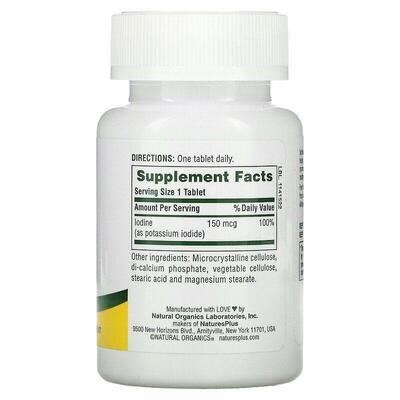 Йод (йодид калію) Nature's Plus Potassium Iodide 150 мкг, 100 таблеток