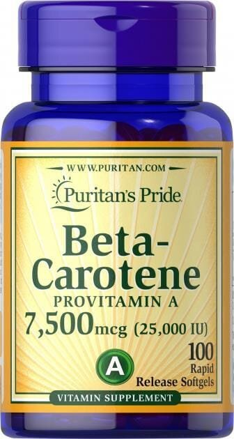 Бета каротин 25 000 МО Puritan's Pride BetaCarotene 25 000 IU, 100 гелевих капсул
