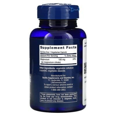 Магнію цитрат Life Extension Magnesium (Citrate) 100 мг, 100 капсул