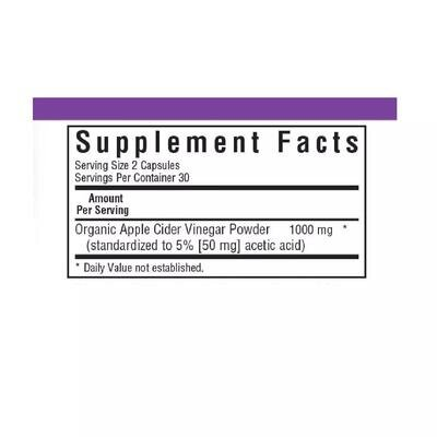 Яблучний оцет Bluebonnet Nutrition Apple cider vinegar, 60 вегетаріанських капсул