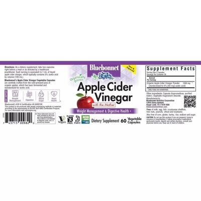 Яблучний оцет Bluebonnet Nutrition Apple cider vinegar, 60 вегетаріанських капсул