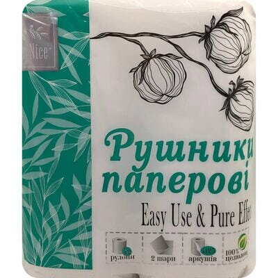 Рушники паперові Dr.Nice двошарові, 2 рулони