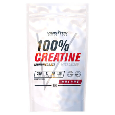 Креатину моногідрат Vansiton 100% Creatine, вишня, 250 г