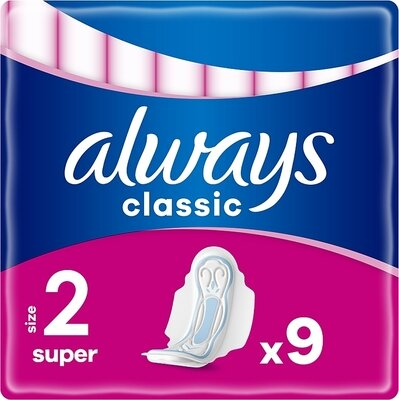 Прокладки гігієнічні Always Classic Super, 5 крапель, розмір 2, 9 шт