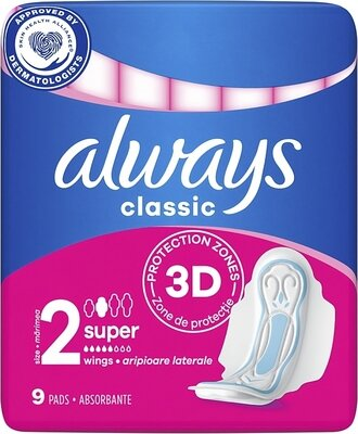 Прокладки гігієнічні Always Classic Super, 5 крапель, розмір 2, 9 шт