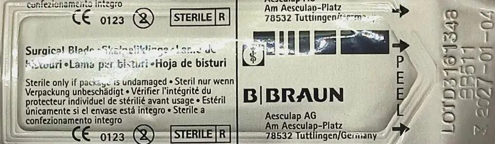 Лезо хірургічне B.Braun Aesculap для скальпеля, стерильне, розмір 11, 100 штук