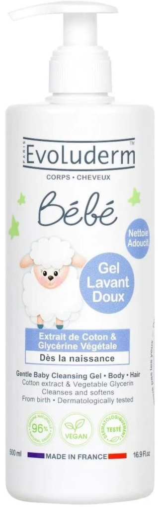 Гель для душу Evoluderm Bebe для тіла та волосся дитячий, 500 мл