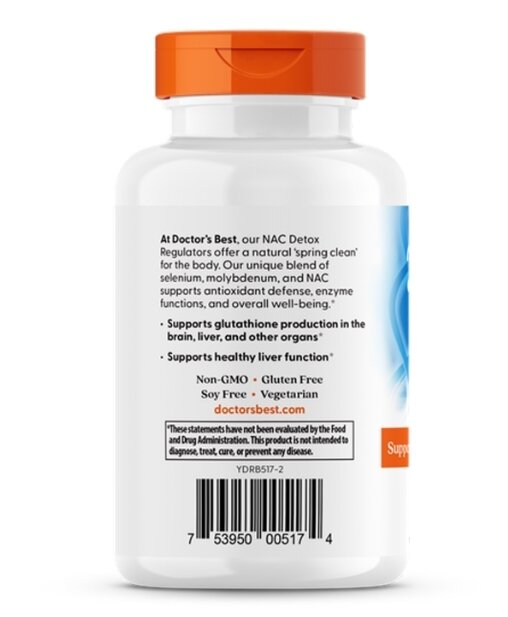 N-ацетилцистеїн Doctor's Best NAC Detox Regulators, 180 вегетаріанських капсул