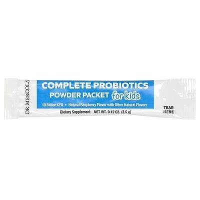 Пробіотик для дітей Dr. Mercola Complete Probiotics Powder Packets for Kids 10 млрд КУО зі смаком малини, 30 пакетів