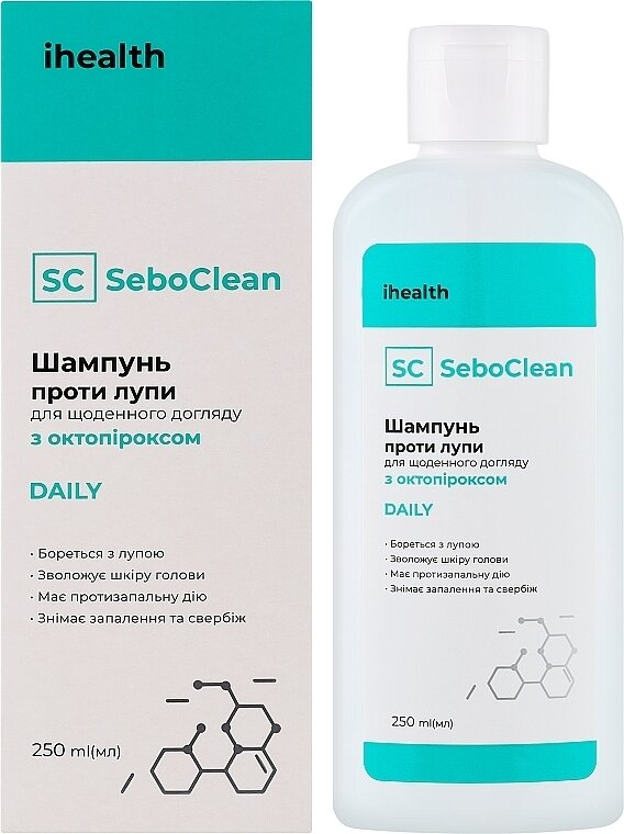 Шампунь Ihealth SeboClean Daily з октопіроксом проти лупи для щоденного догляду, 250 мл