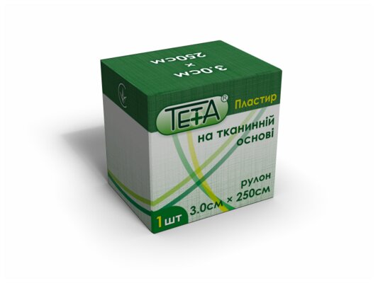 Пластир медичний Teta на тканинній основі, котушка, 3 х 250 см, 1 штука