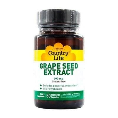 Екстракт виноградних кісточок Country Life Grape Seed Extract 100 мг, 50 капсул