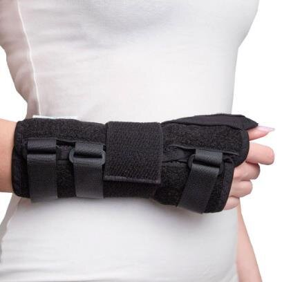 Ортез для фіксації зап'ястка та сідлоподібного суглобу Ortonia WristFix Plus Thumb, колір чорний, правий, розмір 5