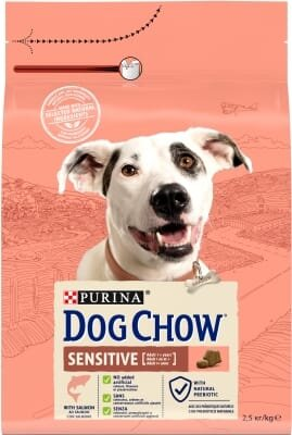 Корм сухий Purina Dog Chow Sensitive для дорослих собак із чутливим травленням, лосось, 2,5 кг