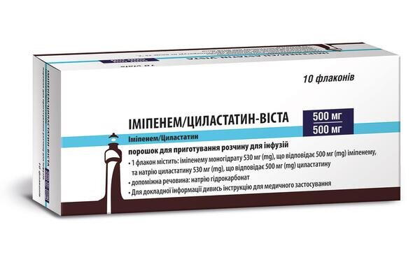 Іміпенем/циластатин-Віста порошок д/приг. р-ну д/інф. по 500 мг/500 мг №10 у флак.