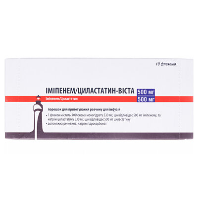 Іміпенем/циластатин-Віста порошок д/приг. р-ну д/інф. по 500 мг/500 мг №10 у флак.