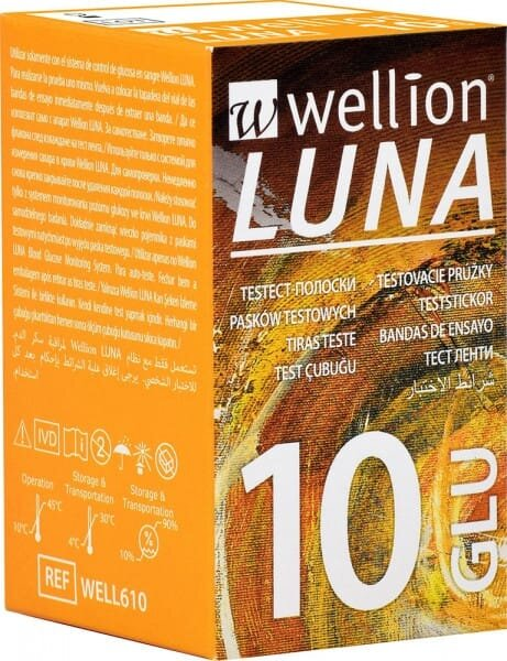 Тест-смужки Wellion Luna Duo/Trio для глюкометра, 10 штук