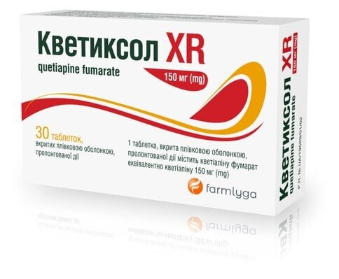 Кветиксол XR таблетки, в/плів. обол., прол./д. по 150 мг №30 (10х3)