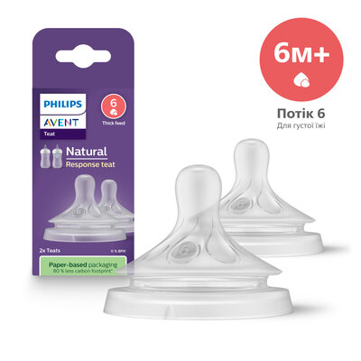 Соска силіконова Philips Avent Natural Response SCY966/02, для густої їжі, від 6 місяців, 2 шт