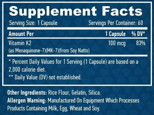 Вітамін К2 (менахінон-7) Haya Labs Vitamin K2-Mk7 100 мкг, 60 капсул
