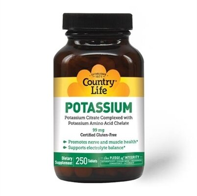 Калій Country Life Potassium 99 мг, 250 таблеток