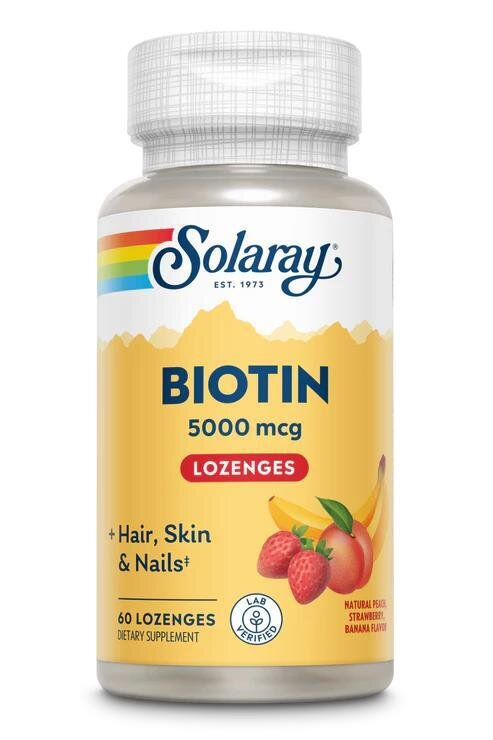 Біотин Solaray Biotin, фруктовий смак, 60 пастилок