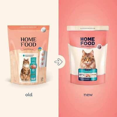 Корм сухий Home Food для дорослих стерилізованих/кастрованих котів, кролик і журавлина, 1,6 кг
