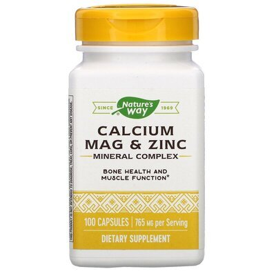 Кальцій, Магній, Цинк Nature`s Way Calcium Magnesium & Zinc, 100 капсул