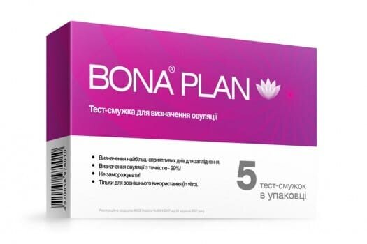 Тест-смужка Bona PLAN для визначення овуляції, 5 штук