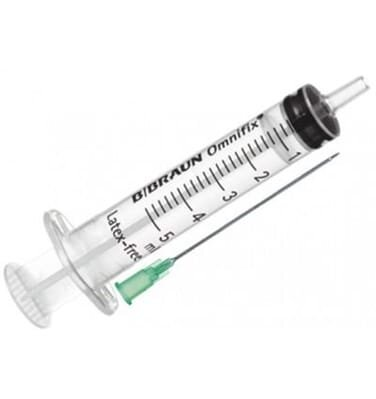 Шприц 5 мл Omnifix Luer Duo 3-х компонентний з голкою 22G (0,7 х 30 мм), 1 штука