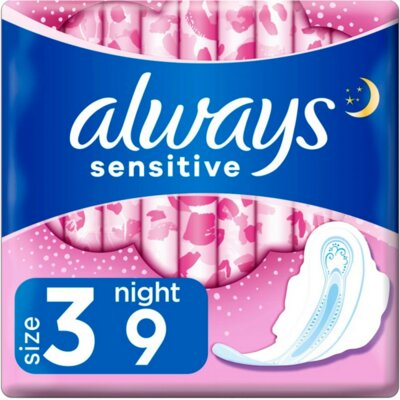 Прокладки гігієнічні Always Ultra Sensitive Night, 6 крапель, 3 розмір, 9 шт