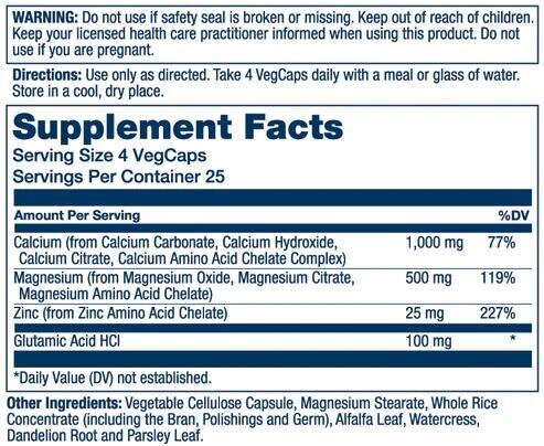 Мінеральний комплекс Solaray Calcium Magnesium Zinc, 100 веганських капсул