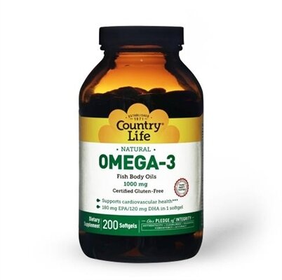 Омега-3 Country Life Omega-3 1000 мг, 200 м'яких капсул
