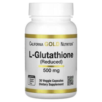 L-глутатіон відновлений California Gold Nutrition L-Glutathione 500 мг, 30 рослинних капсул