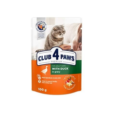 Корм вологий Club 4 Paws для дорослих кішок з Качкою в соусі Преміум, 100 г