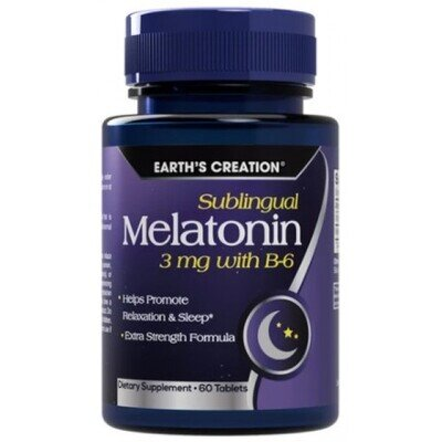 Мелатонін 3 мг + вітамін B6 Earth's Creation Melatonin 3 mg with B-6, 60 таблеток