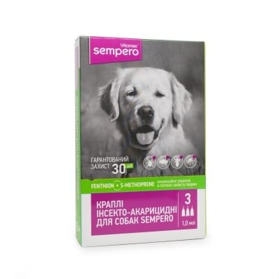 Краплі на холку Vitomax Sempero від бліх і кліщів для собак вагою 10-25 кг, 1,0 мл