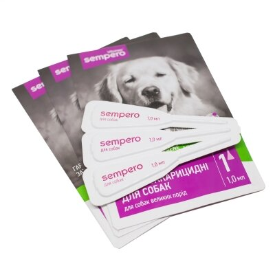 Краплі на холку Vitomax Sempero від бліх і кліщів для собак вагою 10-25 кг, 1,0 мл