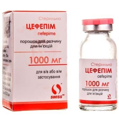 Цефепім порошок для р-ну д/ін. по 1000 мг №1 у флак.