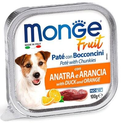Корм вологий Monge Dog Fruit паштет для собак, качка з апельсином, 100 г
